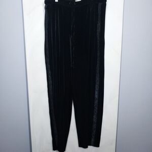 Vintage Also Known As Velour Pants Sz L Black Lounge Wear Embroidered Wide Leg